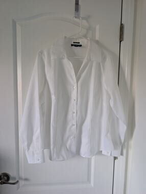 Jones New York Signature WHITE BLOUSE Woman 1X Non-Iron Easy Care, Businesscore
